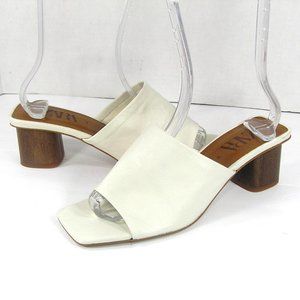 ZARA  Square Toe White Leather Mules Size 9